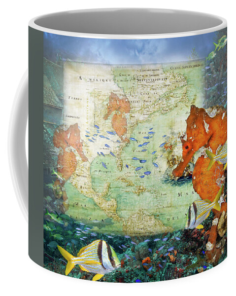 Atlantic Coffee Mug featuring the photograph Lost City Vintage Reef Map #1 by Debra and Dave Vanderlaan