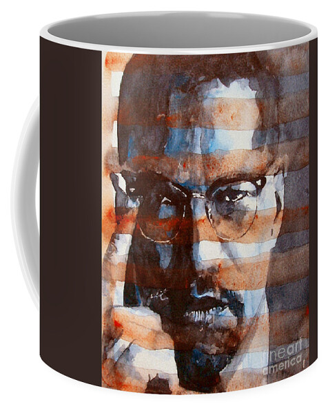 Malcolm X Coffee Mug featuring the painting Malcolm X by Paul Lovering