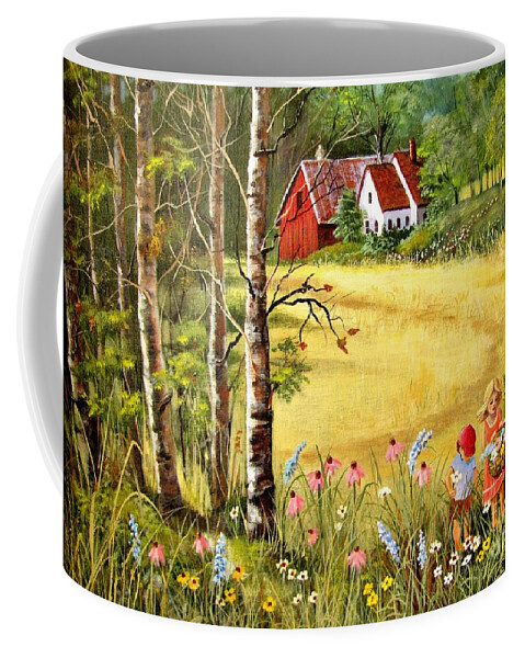 Rural Scene Coffee Mug featuring the painting Memories For Mom by Marilyn Smith