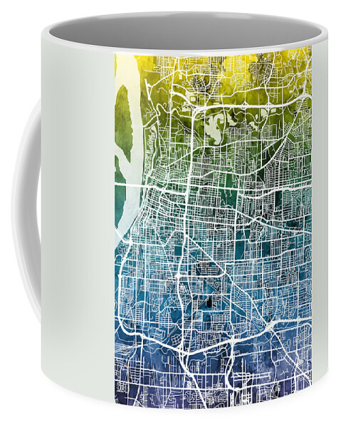 Memphis Coffee Mug featuring the digital art Memphis Tennessee City Map by Michael Tompsett