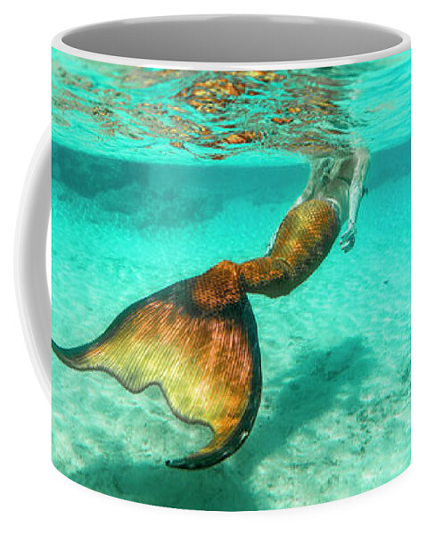 Mermaid Coffee Mug featuring the photograph Mermaid BluesPanorama by Leonardo Dale