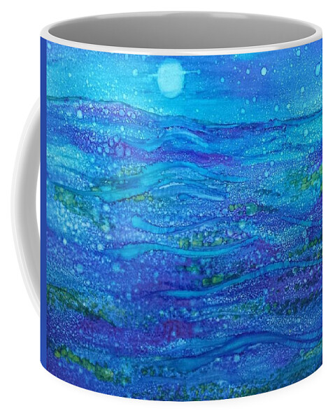 Alcohol Ink Prints Coffee Mug featuring the painting Midnight Swim by Betsy Carlson Cross