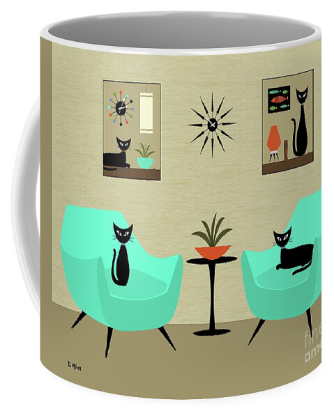 Coffee Mug featuring the digital art Mini Tabletop Cats #1 by Donna Mibus