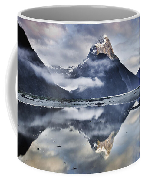 00438708 Coffee Mug featuring the photograph Mitre Peak Reflecting In Milford Sound by Colin Monteath