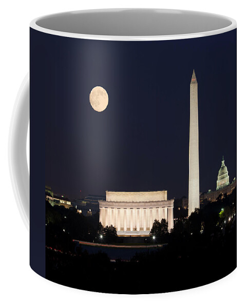 Moon Coffee Mug featuring the photograph Moon rising in Washington DC #2 by Steven Heap
