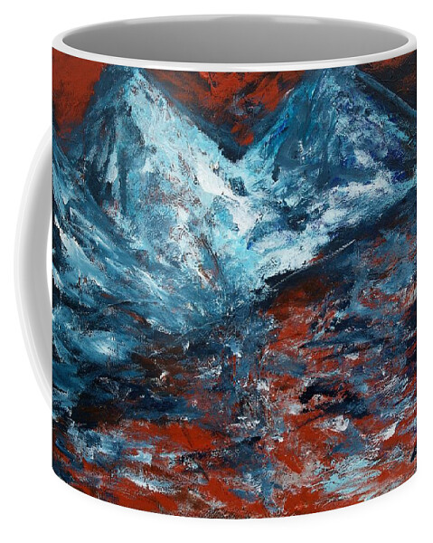Mountains Coffee Mug featuring the painting Mountains #1 by Lidija Ivanek - SiLa