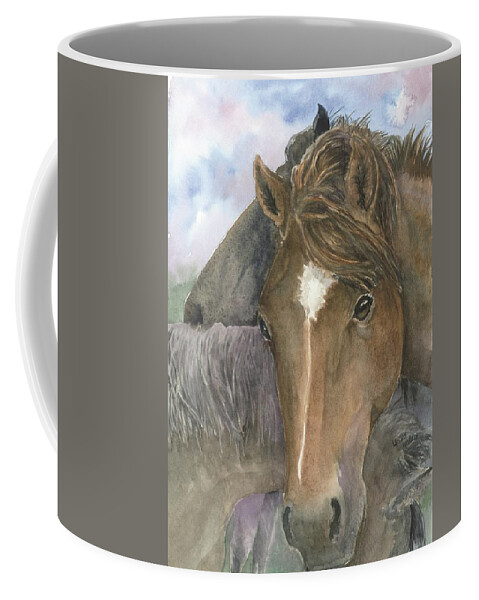 Mustang Coffee Mug featuring the painting Mustang Sally by Leslie Hoops-Wallace