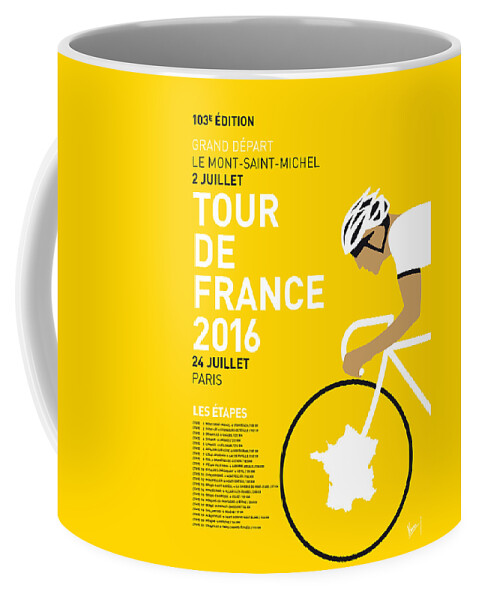 2016 Coffee Mug featuring the digital art My Tour De France Minimal Poster 2016 by Chungkong Art