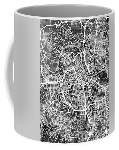 Nashville Coffee Mug featuring the digital art Nashville Tennessee City Map by Michael Tompsett