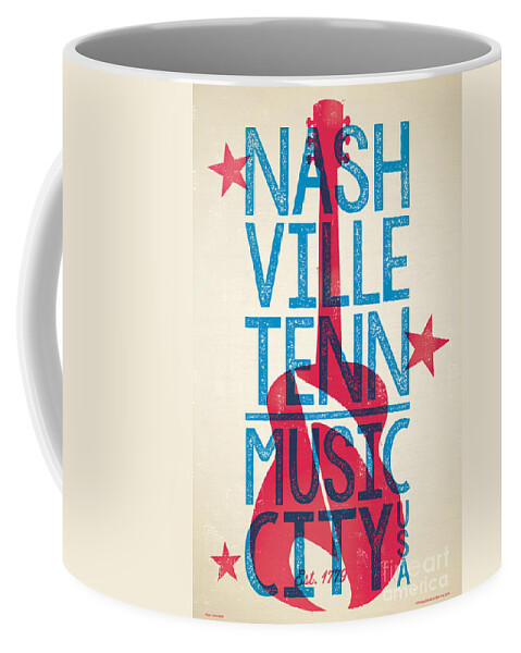 Guitars Coffee Mug featuring the digital art Nashville Poster - Tennessee by Jim Zahniser