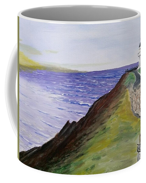 New Zealand Coffee Mug featuring the painting New Zealand Lighthouse by Kevin Daly