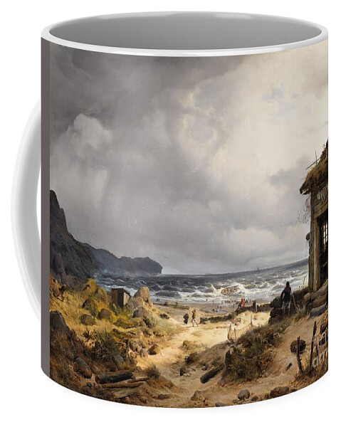 Andreas Achenbach Coffee Mug featuring the painting Nordic Coastal Landscape #2 by MotionAge Designs