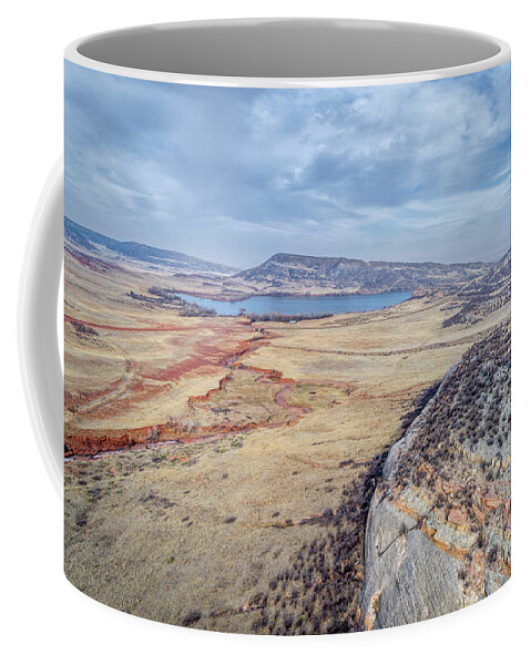 Colorado Coffee Mug featuring the photograph northern Colorado foothills aerial view #1 by Marek Uliasz