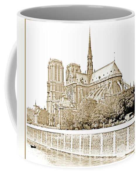 Notre Dame Cathedral Coffee Mug featuring the photograph Notre Dame Cathedral, Paris, France, 1903 #1 by A Macarthur Gurmankin