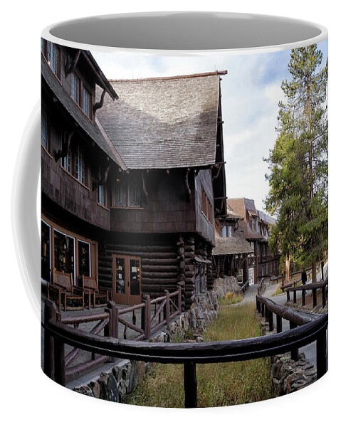 Wyoming Coffee Mug featuring the photograph Old Faithful Inn by Shirley Mitchell