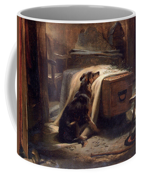 Landseer Edwin-old Shepherds Chief Mourner 1837 Coffee Mug featuring the painting Old Shepherds Chief Mourner #1 by Landseer Edwin