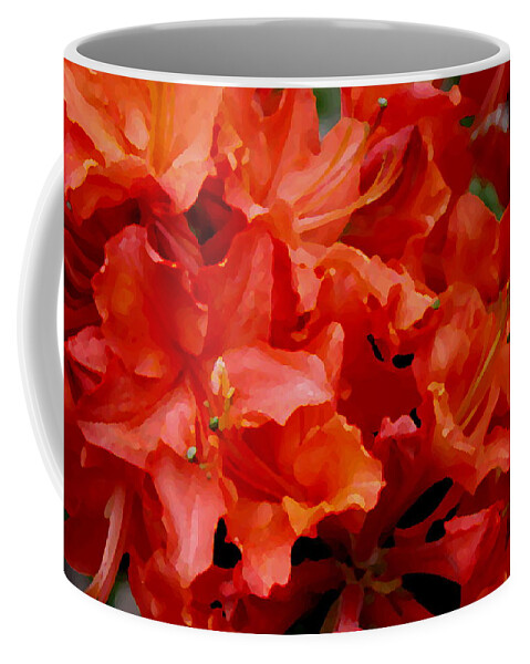 Flowers Coffee Mug featuring the digital art Orange Red Azaleas #1 by Dreamweaver Gallery