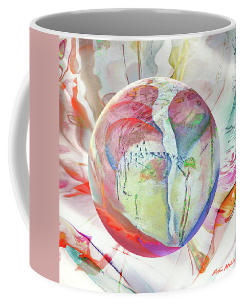 Oriental Abstract Coffee Mug featuring the digital art Orbiental Expression #1 by Robin Moline
