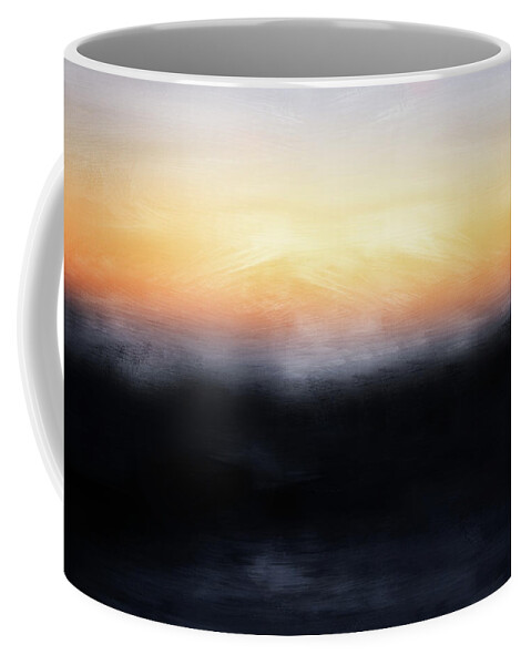 Abstract Coffee Mug featuring the mixed media Pacific Sunset- Abstract Art by Linda Woods #1 by Linda Woods