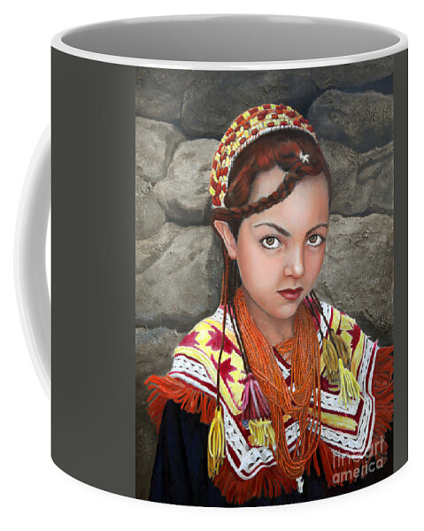 Figurative Art Coffee Mug featuring the painting Pakistani Girl #1 by Portraits By NC