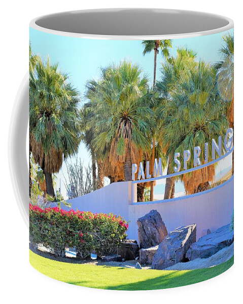 Palm Springs Welcome Coffee Mug featuring the photograph Palm Springs Welcome #1 by Lisa Dunn