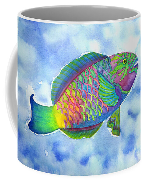 Parrotfish Coffee Mug featuring the painting Parrotfish #2 by Lucy Arnold