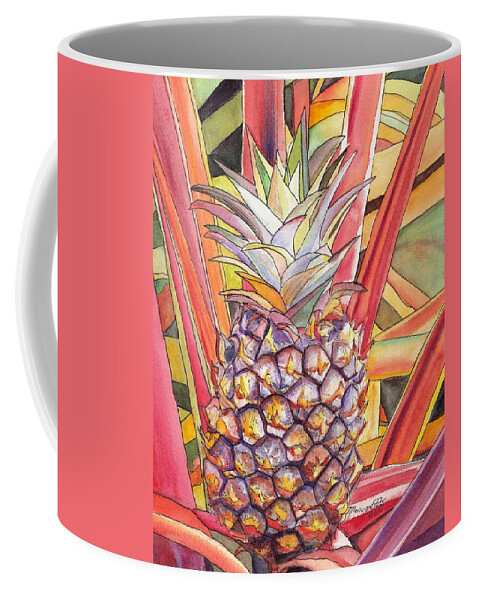 Pineapple Coffee Mug featuring the painting Pineapple by Marionette Taboniar