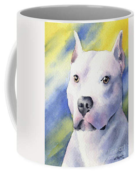 Pit Coffee Mug featuring the painting Pit Bull #6 by David Rogers