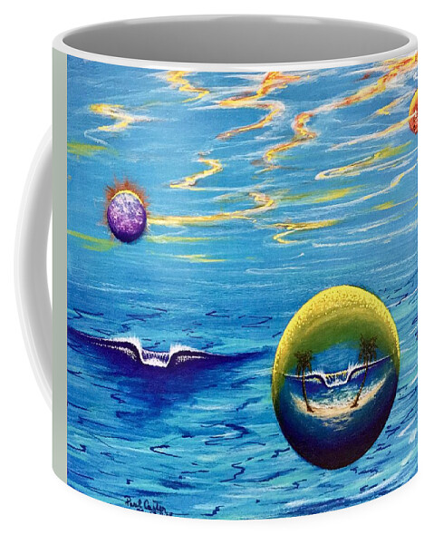 Planetsurfprint Coffee Mug featuring the painting Planet Surf #2 by Paul Carter