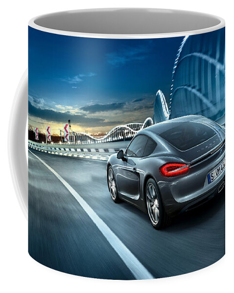 Porsche Cayman Coffee Mug featuring the digital art Porsche Cayman #1 by Super Lovely