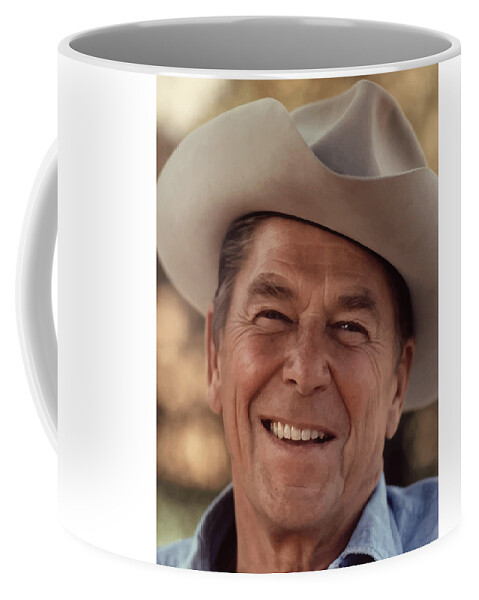 Ronald Reagan Coffee Mug featuring the photograph President Ronald Reagan #1 by War Is Hell Store