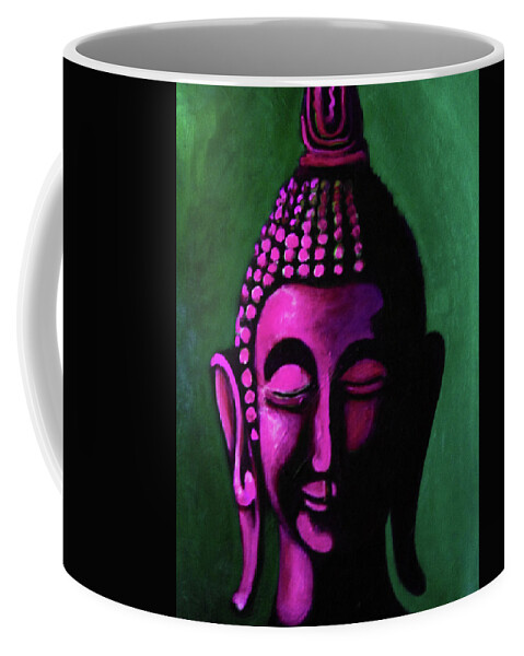  Coffee Mug featuring the painting Purple Buddha Head #1 by Stephen Humphries