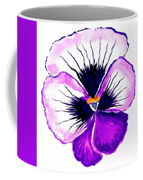 Painting Coffee Mug featuring the painting Purple Pansy Watercolor by Delynn Addams