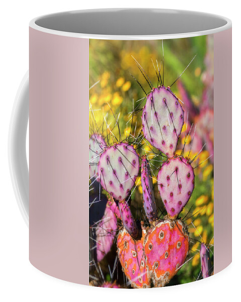 Prickly Pear Cactus Coffee Mug featuring the photograph Purple Prickly Pear Cactus #1 by Saija Lehtonen