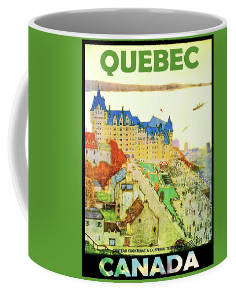#faatoppicks Coffee Mug featuring the painting Quebec, Canada, travel poster #1 by Long Shot