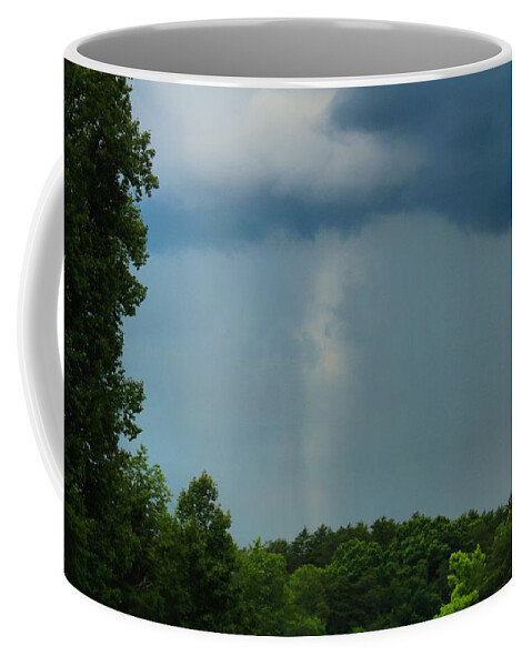 Rain Curtains Coffee Mug featuring the photograph Rain Curtains #1 by Kathryn Meyer