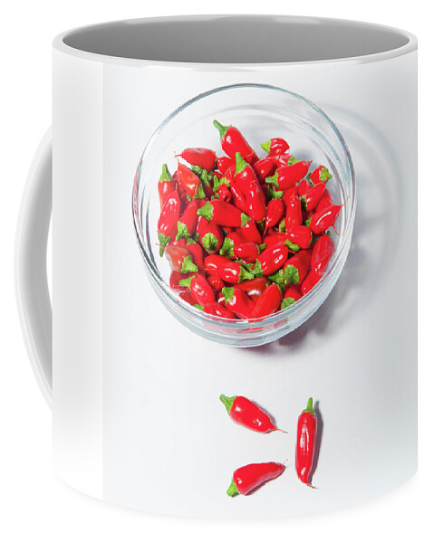 Chillies Coffee Mug featuring the photograph Red Chillies in a Bowl v #2 by Helen Jackson