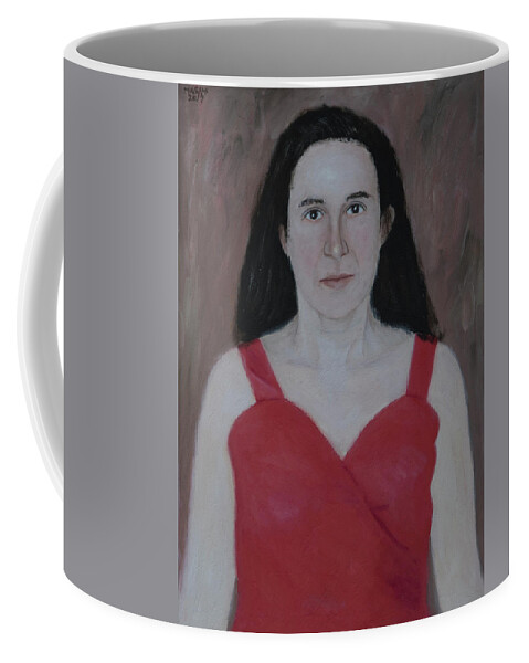 Portrait Coffee Mug featuring the painting Red Dress #1 by Masami IIDA