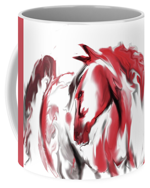  Coffee Mug featuring the mixed media Red Horse by Jim Fronapfel