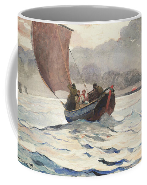 Winslow Homer Coffee Mug featuring the drawing Returning Fishing Boats #2 by Winslow Homer
