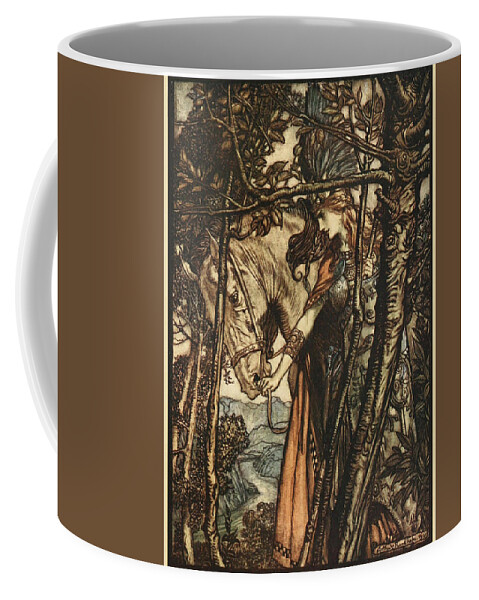 Arthur Rackham - Wagner's Ring Cycle The Valkyrie (1910) 5 Coffee Mug featuring the painting RING CYCLE The Valkyrie by Arthur Rackham