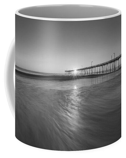 Nags Head Fishing Pier Coffee Mug featuring the photograph Rise And Shine at Nags Head Pier #1 by Michael Ver Sprill