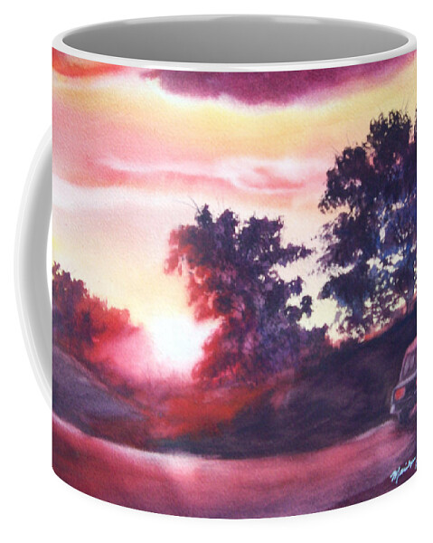 Sunset Coffee Mug featuring the painting Road to Fargo #1 by Marilyn Jacobson