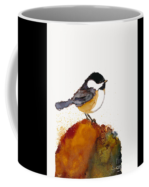 Chickadee Coffee Mug featuring the painting Rock Star #1 by Jan Killian