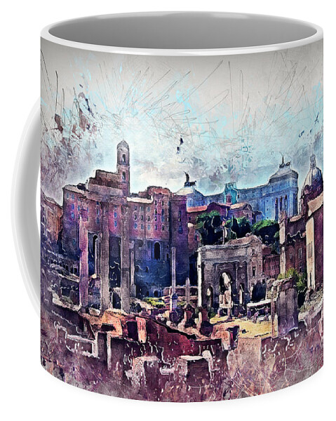 Rome Coffee Mug featuring the painting Rome architecture #1 by Justyna Jaszke JBJart