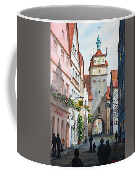 Tower Coffee Mug featuring the painting Rothenburg Tower by Joseph Burger