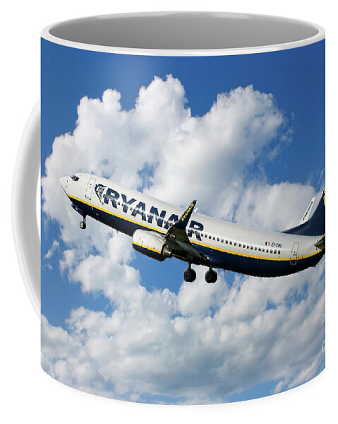Ryanair Coffee Mug featuring the digital art RyanAir Boeing 737 EI-EBD by Airpower Art