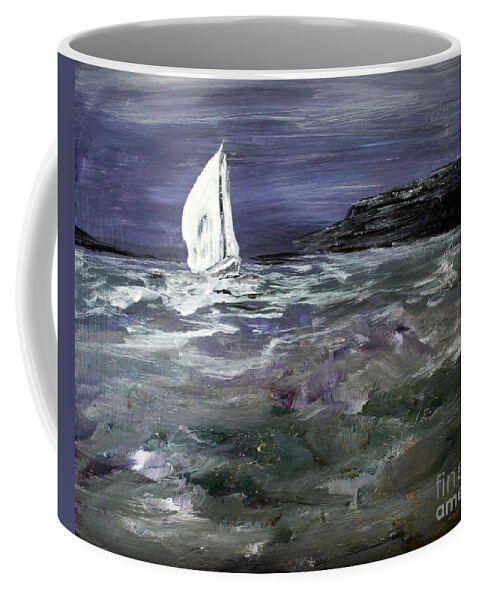 Sailboat Coffee Mug featuring the painting Sailing the Julianna #1 by Julie Lueders 