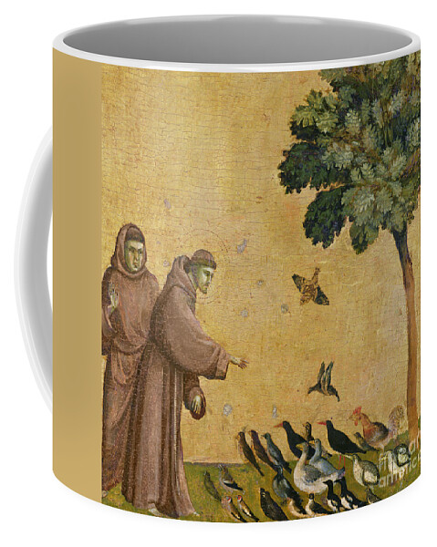Francis Coffee Mug featuring the painting Saint Francis of Assisi preaching to the birds by Giotto di Bondone