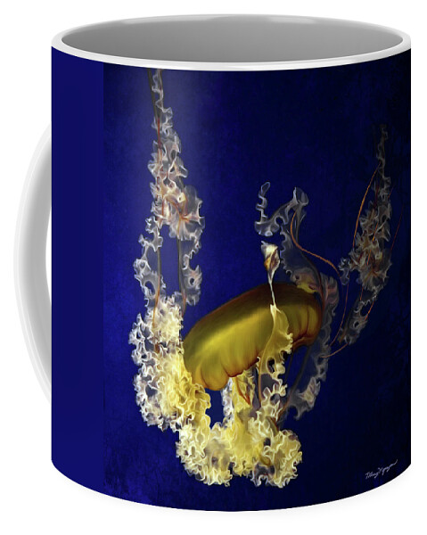 Sea Nettle Jellies Coffee Mug featuring the digital art Sea Nettle Jellies #1 by Thanh Thuy Nguyen
